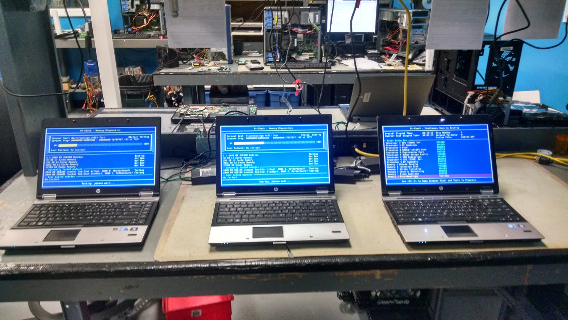 Computer lab with open laptops